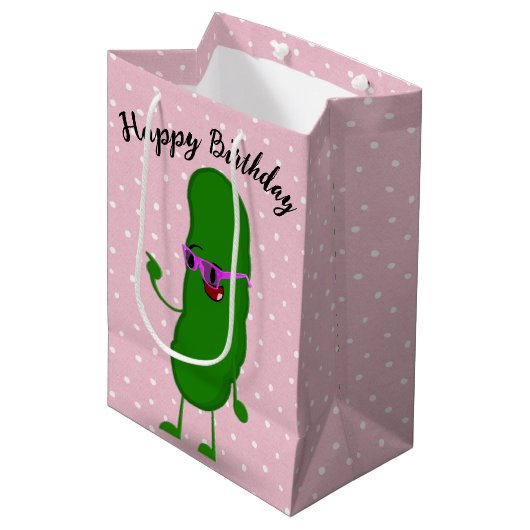 Birthday Pickle met roze bril Medium Cadeauzakje (Voorkant Gekanteld)
