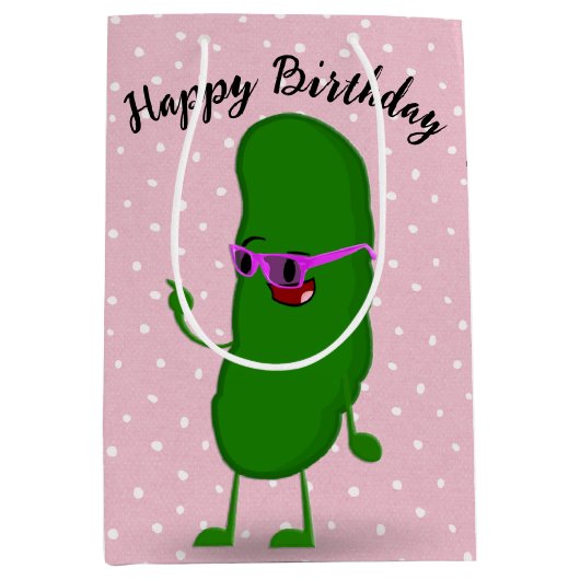 Birthday Pickle met roze bril Medium Cadeauzakje (Voorkant)