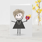 Birthday Pickleball Stick Figuur Girl Kaart (Gele Bloem)