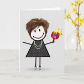 Birthday Pickleball Stick Figuur Girl Kaart (Gele Bloem)