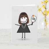 Birthday Pickleball Stick Figuur Girl Kaart (Gele Bloem)