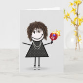 Birthday Pickleball Stick Figuur Girl Kaart (Gele Bloem)