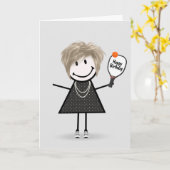 Birthday Pickleball Stick Figuur Girl Kaart (Gele Bloem)