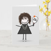 Birthday Pickleball Stick Figuur Girl Kaart (Gele Bloem)