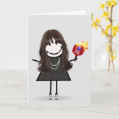 Birthday Pickleball Stick Figuur Girl Kaart (Gele Bloem)