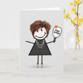Birthday Pickleball Stick Figuur Girl Kaart (Gele Bloem)