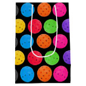 Birthday Pickleballen op Black Medium Cadeauzakje (Achterkant)