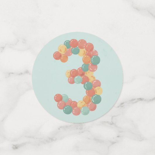 Birthday Picnic, Cute Retro Style, Age 3 Confetti (Kleine voorkant)