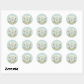 Birthday Picnic, Cute Retro Style, Age 3 Ronde Sticker (Vel)