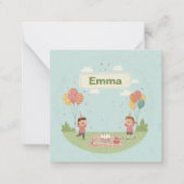 Birthday Picnic, Cute Retro Style Notitiekaartje (Voorkant)