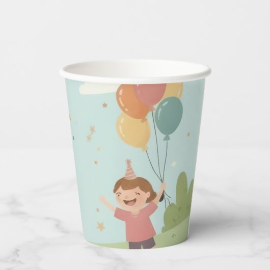 Birthday Picnic, Cute Retro Style Papieren Bekers (Achterkant)