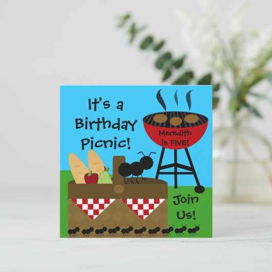 Birthday Picnic Invitations Kaart (Staand voorkant)