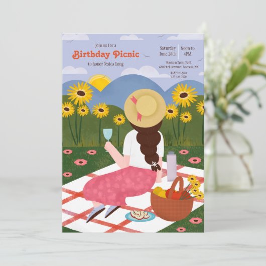 Birthday Picnic Uitnodiging (Staand voorkant)