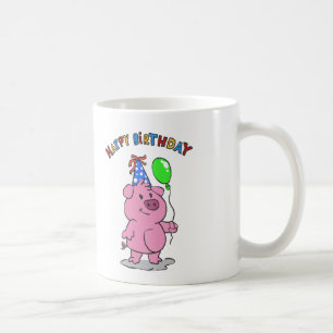 Birthday Pig cartoon  achtergrondkleur kiezen Koffiemok