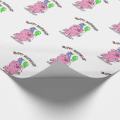 Birthday Pig cartoon | choose background color Cadeaupapier (Hoek)