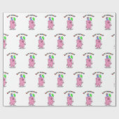 Birthday Pig cartoon | choose background color Cadeaupapier (Vlak)
