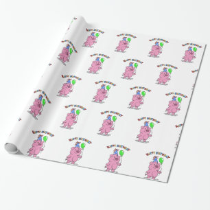 Birthday Pig cartoon   choose background color Cadeaupapier