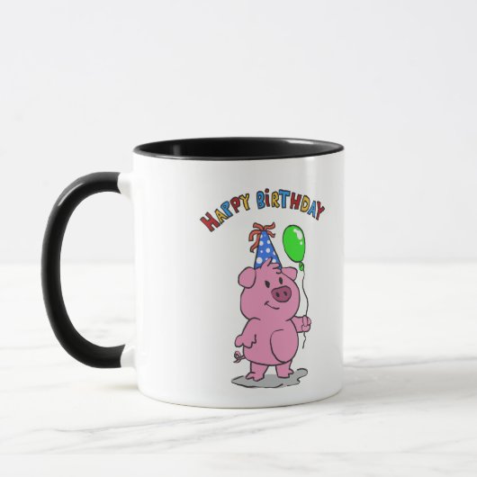 Birthday Pig cartoon | choose background color Mok (Links)