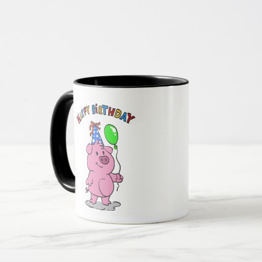 Birthday Pig cartoon | choose background color Mok (Voorkant links)