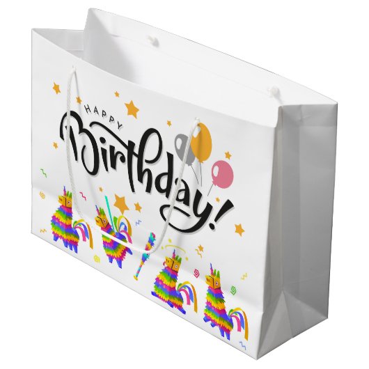 Birthday Pinatas Gift Bag Groot Cadeauzakje (Voorkant Gekanteld)