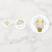 Birthday Pineapple Rozen Floral Pink Turquoise Confetti (Achterkanten)