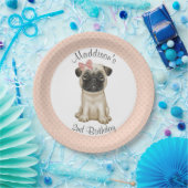 Birthday Pink Baby Girl Pug Paper Bord (Feest)