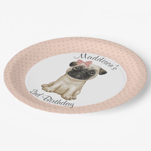 Birthday Pink Baby Girl Pug Paper Bord (Gekanteld)