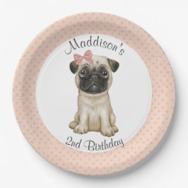 Birthday Pink Baby Girl Pug Paper Bord