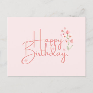 Birthday PInk Bloem Briefkaart