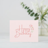 Birthday PInk Bloem Briefkaart (Staand voorkant)