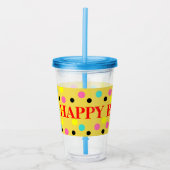 Birthday Pink Blue Yellow Polka Dots Acryl Drinkbeker (Voorkant)