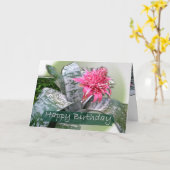 Birthday Pink Bromeliad Kaart (Gele Bloem)