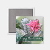Birthday Pink Bromeliad Magneet (Voorkant / Achterkant)