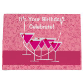 Birthday Pink Cosmo Martini Alcohol Custom Event Groot Cadeauzakje (Voorkant)