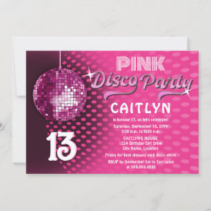 Birthday Pink Disco Party Kaart