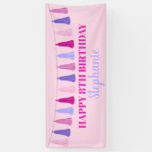 Birthday Pink en Paarse Tassel Banner (Verticaal)