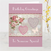 Birthday Pink Floral Decorative Art Kaart (Gele Bloem)