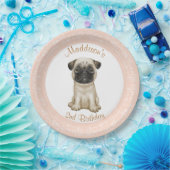 Birthday Pink Girl Baby Pug Paper Bord (Feest)