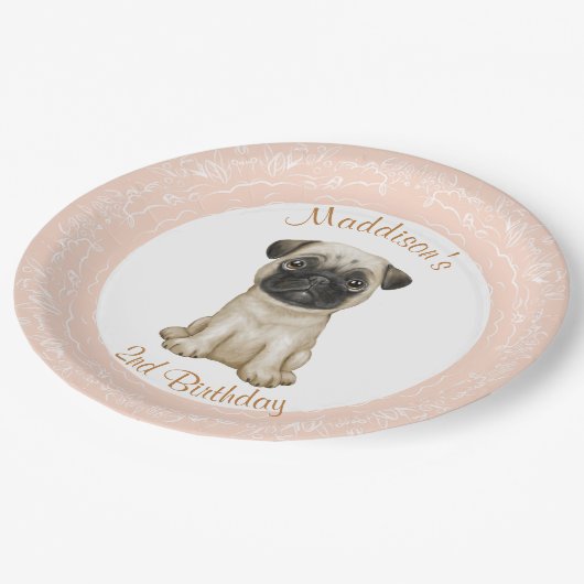 Birthday Pink Girl Baby Pug Paper Bord (Gekanteld)