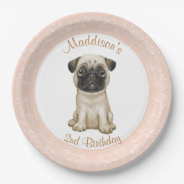 Birthday Pink Girl Baby Pug Paper Bord