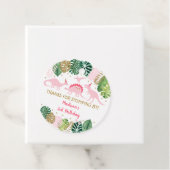 Birthday Pink & Gold Dinosaur Safari Bedankjes Labels (In situ)