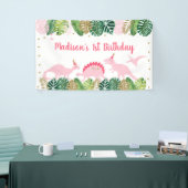 Birthday Pink & Gold Dinosaur Safari Spandoek (Beurs)
