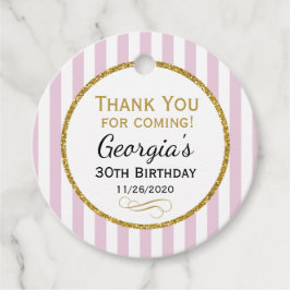Birthday Pink Gold Stripe Hartelijk dank voor uw f Bedankjes Labels