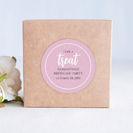 Birthday Pink Minimalist Cute Polka Dots Treat Ronde Sticker