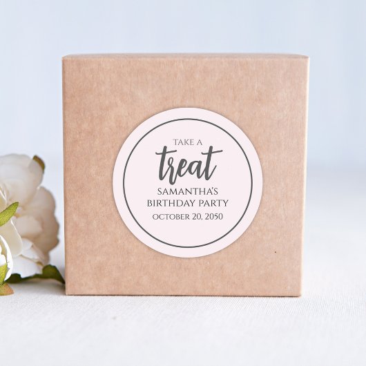 Birthday Pink Minimalist Cute Polka Dots Treat Ronde Sticker