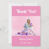 Birthday pink photo thank you card kaart (Voorkant)
