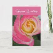 Birthday Pink Rose Kaart (Voorkant)