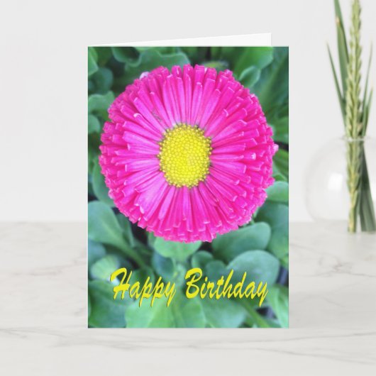 Birthday Pink & Yellow Flower Kaart (Voorkant)