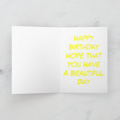 Birthday Pink & Yellow Flower Kaart (Binnen)