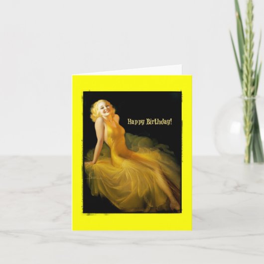 Birthday Pinup in Geel Kaart (Voorkant)